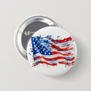 Amerikanische Flagge USA Wasserfarbe 4. Juli Button