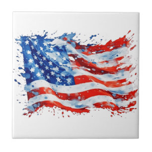 Amerikanische Flagge USA Wasserfarbe 4. Juli Fliese