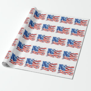 Amerikanische Flagge USA Wasserfarbe 4. Juli Geschenkpapier