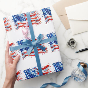 Amerikanische Flagge USA Wasserfarbe 4. Juli Geschenkpapier