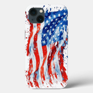 Amerikanische Flagge USA Wasserfarbe 4. Juli iPhone 13 Hülle