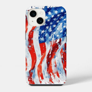 Amerikanische Flagge USA Wasserfarbe 4. Juli iPhone 14 Hülle