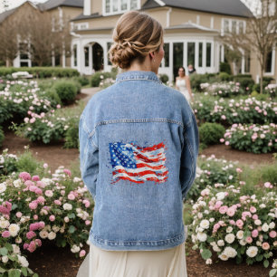 Amerikanische Flagge USA Wasserfarbe 4. Juli Jeansjacke