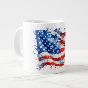 Amerikanische Flagge USA Wasserfarbe 4. Juli Jumbo-Tasse