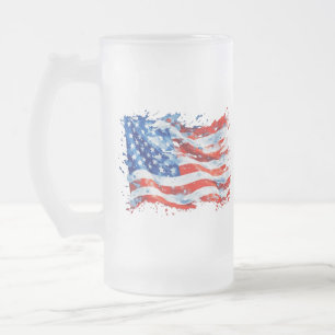 Amerikanische Flagge USA Wasserfarbe 4. Juli Mattglas Bierglas