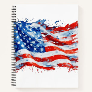 Amerikanische Flagge USA Wasserfarbe 4. Juli Notizblock