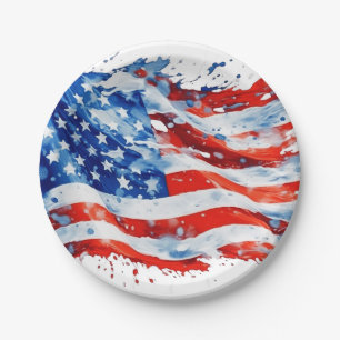 Amerikanische Flagge USA Wasserfarbe 4. Juli Pappteller