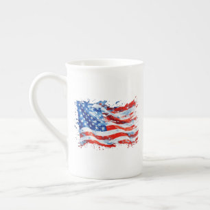 Amerikanische Flagge USA Wasserfarbe 4. Juli Porzellantasse