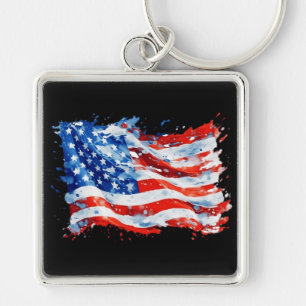 Amerikanische Flagge USA Wasserfarbe 4. Juli Schlüsselanhänger
