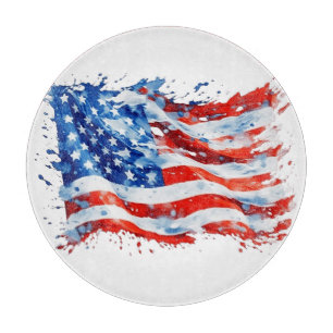 Amerikanische Flagge USA Wasserfarbe 4. Juli Schneidebrett