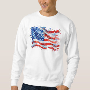 Amerikanische Flagge USA Wasserfarbe 4. Juli Sweatshirt