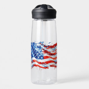 Amerikanische Flagge USA Wasserfarbe 4. Juli Trinkflasche