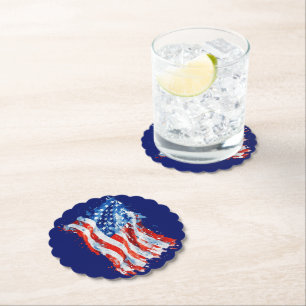 Amerikanische Flagge USA Wasserfarbe 4. Juli Untersetzer