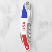 Amerikanische Flagge USA-Wein-Rot-weißes blaues Kellnermesser (Rückseite)