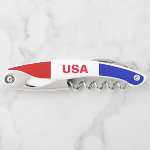 Amerikanische Flagge USA-Wein-Rot-weißes blaues Kellnermesser