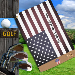 Amerikanische Flagge & Vereinigte Staaten monogram Golfhandtuch