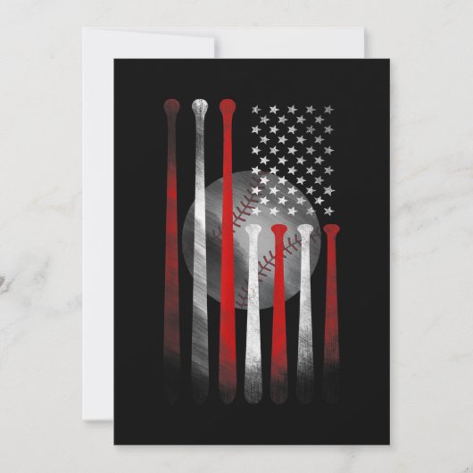 Amerikanische Flagge Vintag Baseball Einladung (Vorderseite)