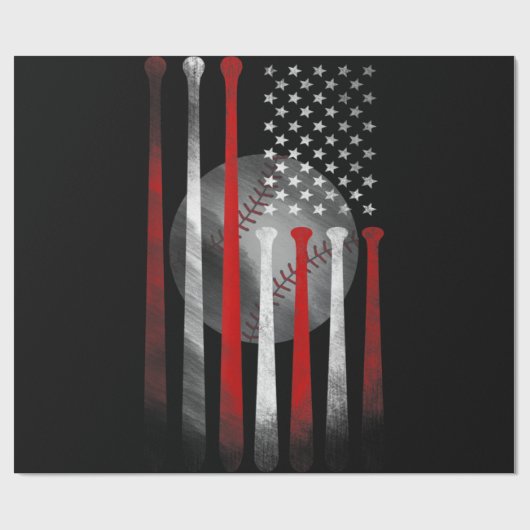 Amerikanische Flagge Vintag Baseball Geschenkpapier (Flach)