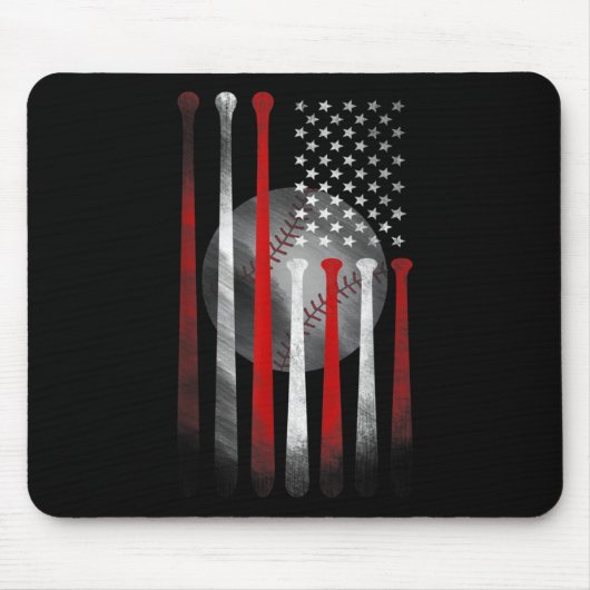 Amerikanische Flagge Vintag Baseball Mousepad (Vorne)