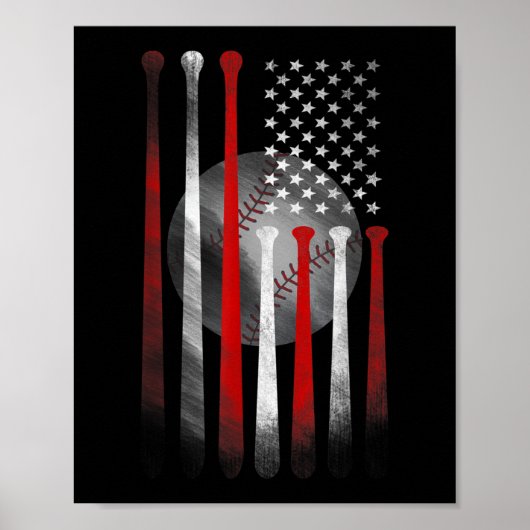 Amerikanische Flagge Vintag Baseball Poster (Vorne)