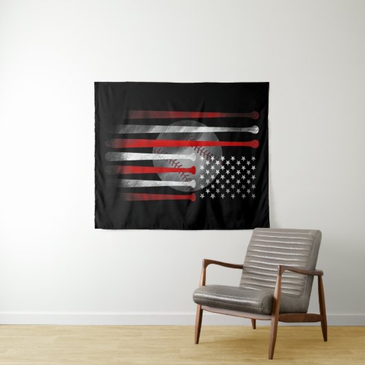 Amerikanische Flagge Vintag Baseball Wandteppich (Beispiel (Horizontal))