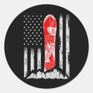 Amerikanische Flagge Vintag Cooles Snowboarden Ski Runder Aufkleber