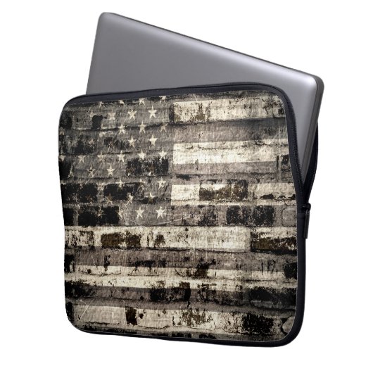 Amerikanische Flagge Vintag Laptopschutzhülle (Vorderseite Links)