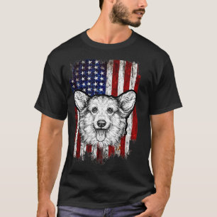 Amerikanische Flagge Vintage Corgi 4. Juli Patriot T-Shirt