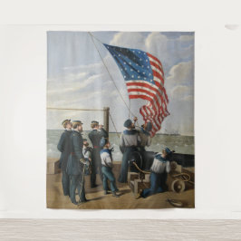 Amerikanische Flagge Vintage Kunst der militärisch Wandteppich