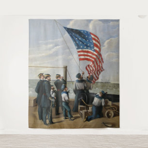 Amerikanische Flagge Vintage Kunst der militärisch Wandteppich