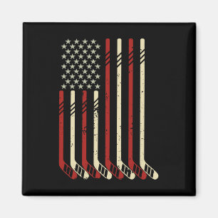 Amerikanische Flagge Vintage Usa Eishockey Liebhab Magnet