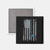 Amerikanische Flagge Vintager Fischer Magnet (Vorderseite/Rückseite)