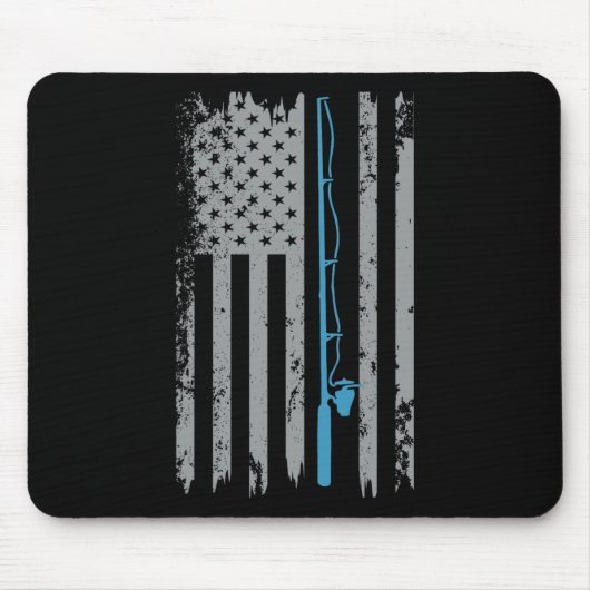 Amerikanische Flagge Vintager Fischer Mousepad (Vorne)