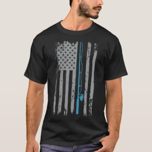 Amerikanische Flagge Vintager Fischer T-Shirt