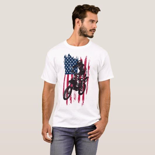 Amerikanische Flagge Vintager T-Shirt (Vorne ganz)
