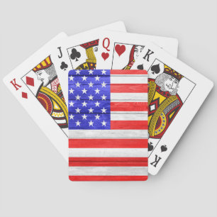 Amerikanische Flagge Vintages Holz #2 Spielkarten