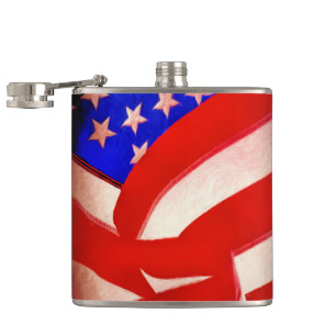 Amerikanische Flagge Vinyl umwickelte Flasche, 6 o Flachmann