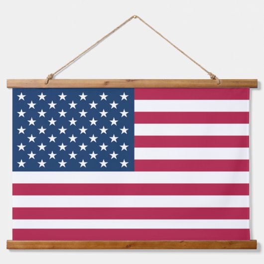 Amerikanische Flagge Wandteppich Mit Holzrahmen (Vorderseite)