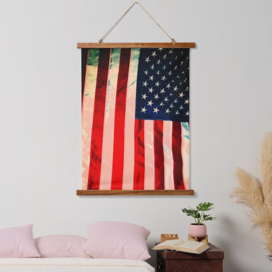 Amerikanische Flagge Wandteppich Mit Holzrahmen (Schlafzimmer)