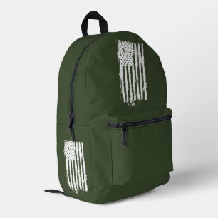 Amerikanische Flagge Weiß, abgenutzt Bedruckter Rucksack