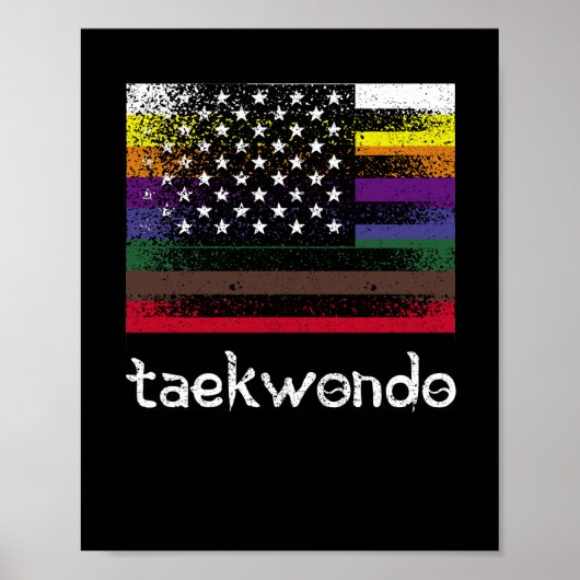 Amerikanische Flagge Weißer Schwarzer Gürtel Farbe Poster (Vorne)