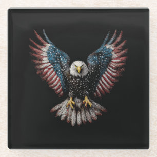 Amerikanische Flagge Weißkopfseeadler 4. Juli USA  Glasuntersetzer