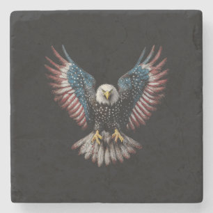 Amerikanische Flagge Weißkopfseeadler 4. Juli USA Steinuntersetzer