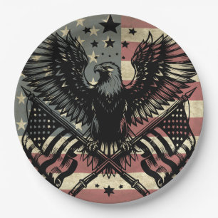 Amerikanische Flagge Weißkopfseeadler Patriotisch Pappteller