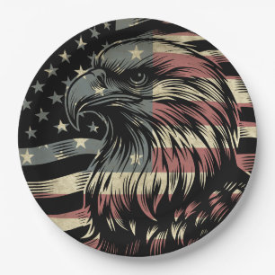 Amerikanische Flagge Weißkopfseeadler Patriotisch Pappteller