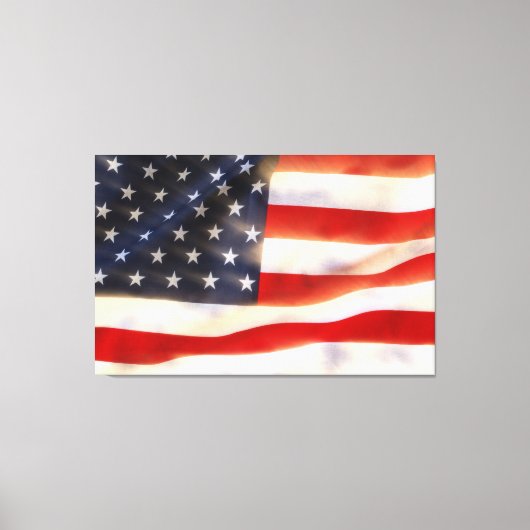 Amerikanische Flagge windet im Wind Leinwanddruck (Vorderseite)