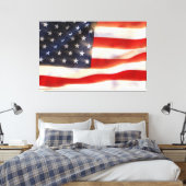 Amerikanische Flagge windet im Wind Leinwanddruck (Insitu (Schlafzimmer))