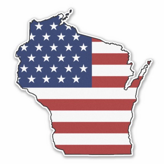 Amerikanische Flagge Wisconsin Aufkleber (Vorderseite)