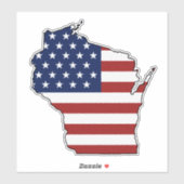 Amerikanische Flagge Wisconsin Aufkleber (Blatt)