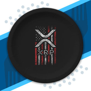 Amerikanische Flagge - XRP Krypto-Währung Kryptowä Pappteller